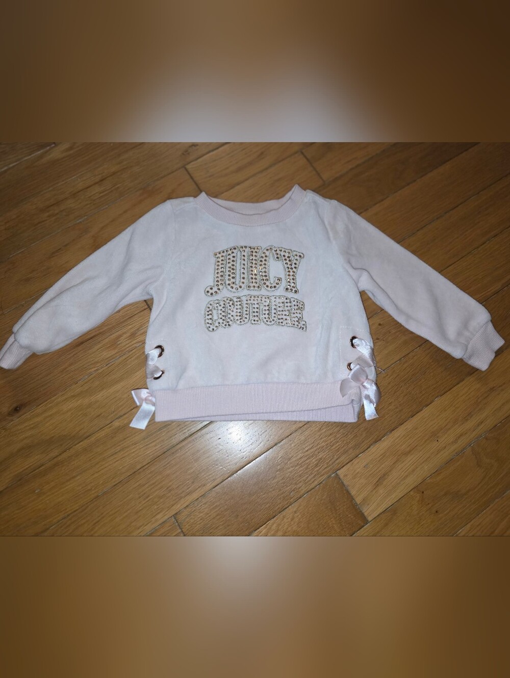 Juicy Couture Bling Velour Girls' Pink Logo Sweatshirt Infant Size 6-9 Months